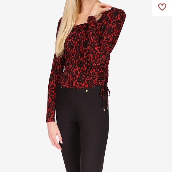 MICHAEL Michael Kors Tops - ✅MICHAEL Michael Kors Petite Lace Square Neck Ruched Long Sleeve Top